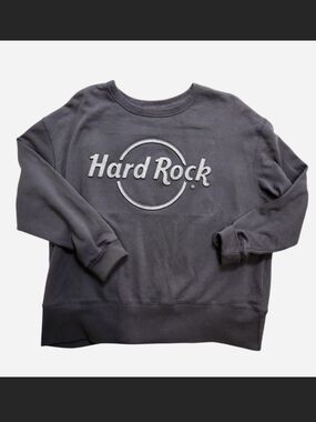 Hard‎ Rock Cafe Grey Glitter Logo Pullover Sweatshirt Medium EUC